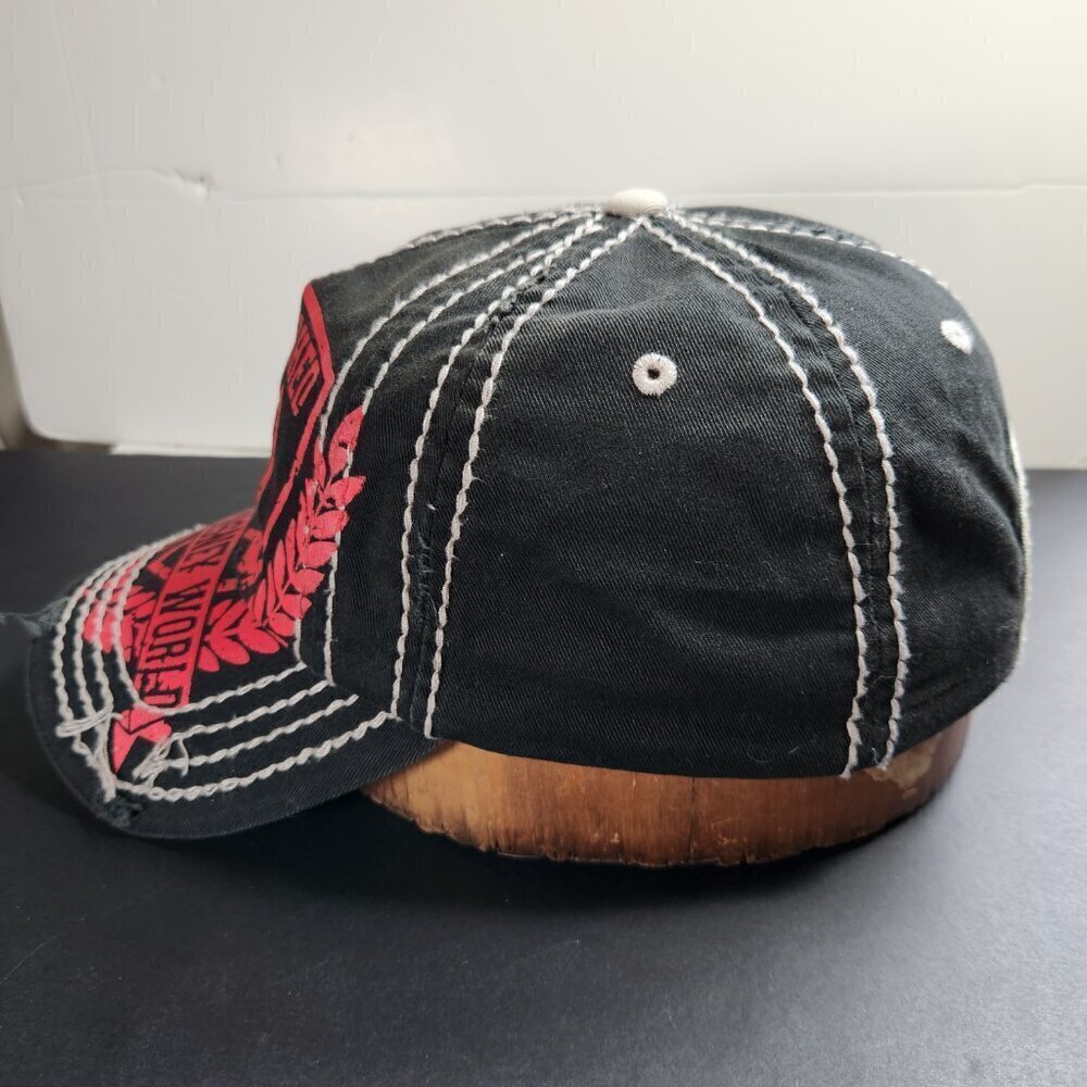 Disney Hat Cap Distressed All Over Embroidered Stitching Strap Back - Picture 6 of 11